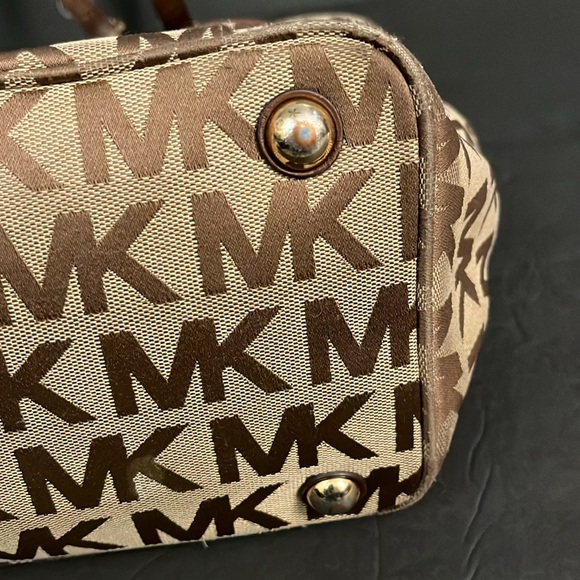 Michael Kors Brown Gold Signature Monogram Jacquard Canvas Tote - Picture 12 of 16